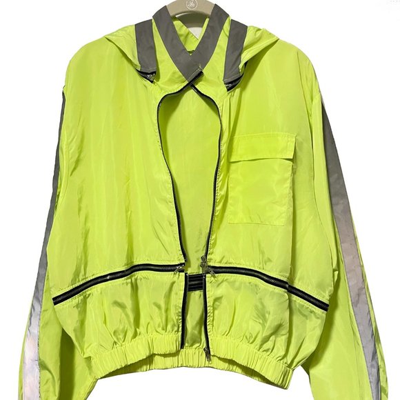 Neon Wind Jacket Sports Yoga Convertible Rain Jacket - Size M - Picture 5 of 7